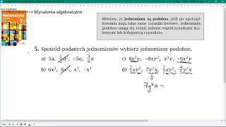 zad 5 str 166 WYRAŻENIA ALGEBRAICZNE Matematyka z plusem 7 [upl. by Eanahs]