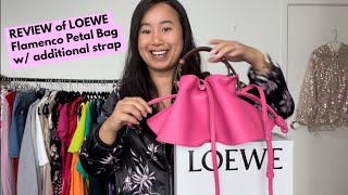 🌸Review LOEWE Mini Flamenco Petal bag with extra strap  initial use what fits mod shots [upl. by Airamasor]