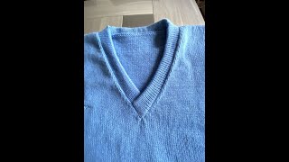 Tuto du 280324 Pull simple col en V taille 46  se tricote sur toutes machines simple fonture [upl. by Imugem439]