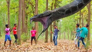 Anaconda Snake Attack On Village Boy In Forest [upl. by Britni]