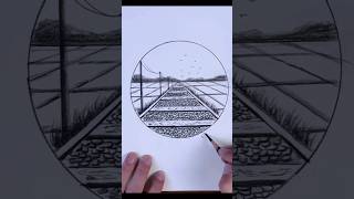 How To Draw Railway Track  Railway Station Scene Deawing  Railway Station Drawing Video  shorts [upl. by Aidin61]