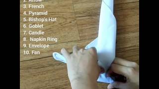 10 DIFFERENT TABLE NAPKIN FOLDS [upl. by Noivert102]