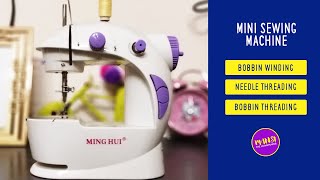 Mini sewing machine bobbin threading needle threading and bobbin winding  Mini Sewing Machine Demo [upl. by Madaih]