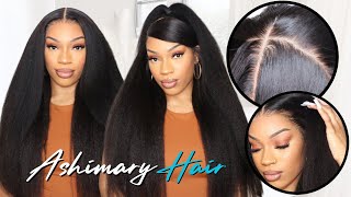 NEW Bigger 13x6 LACE Parting‼️ Kinky Straight Frontal Wig Install ✨ Ashimary Hair [upl. by Ellenid64]