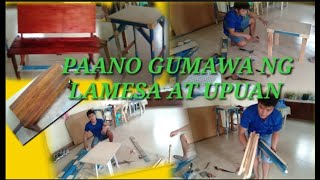 PAANO GUMAWA NG UPUAN AT LAMESA GAMIT ANG LUMANG PALETA AT PLYWOOD  ian clemz [upl. by Kcerred]