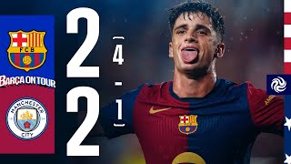 HIGHLIGHTS  FC BARCELONA 2 4  1 2 MANCHESTER CITY  USA TOUR 2024 [upl. by Griseldis]