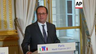 Hollande and Gentiloni hold news conference [upl. by Ocirederf]