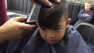 First Haircut At Barbershop Children Hair Style for 3 years old boy [upl. by Deni472]