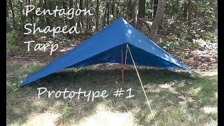 Ultralight Backpacking Pentagon Shaped Solo Tarp Prototype 1 [upl. by Anialed]