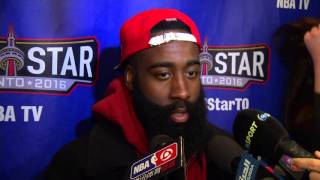 NBA AllStar Sunday Post Game Podium James Harden  February 14 2016 [upl. by Kennan1]