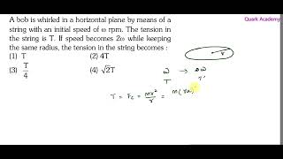 NEET 2024 solution in English  A bob is whirled in a horizontal plane by means of a string with an [upl. by Isabella]