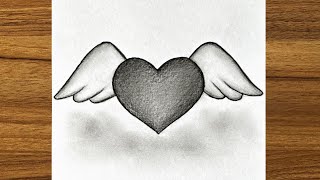 A cute heart with wing drawing  Cute drawing ideas for beginners  Step by step drawing [upl. by Farrison]