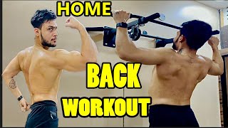 BACK WORKOUT AT HOME  WITH DUMBBELLS AND BARBELL  PRO TONER CHIN UP  PULL UP BAR [upl. by Alurd552]