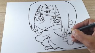 COMO DESENHAR O ITACHI AKATSUKI CHIBI [upl. by Inaffyt]