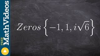 Given complex zeros write the polynomial [upl. by Redan]