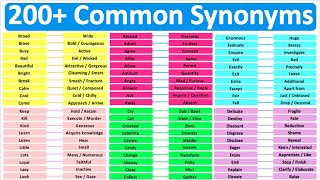 Synonyms Learn 200 Common Synonyms  Improve English Vocabulary [upl. by Eugenle]