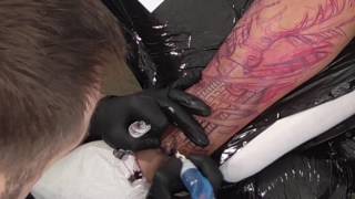 3D biomechanical tattoo  timelapse  by Shamack The Dragons Den Tattoo Studio  INK DEN Blackpool [upl. by Airdnaxila785]