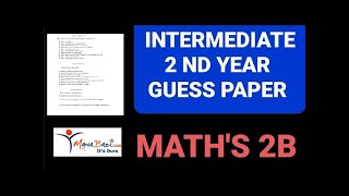 INTER MATHS quot2Bquot GUESS PAPERS 2023  50 Marks assured in Board Exam   2nd Year Inter Maths Paper [upl. by Annair]