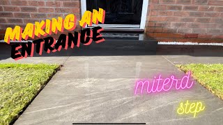 Mitred porcelain step turfed lawn with borders making a beautiful modern entrance timelapse [upl. by Gilcrest]