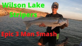 Wilson Lake Epic Striper 3 Man Smash With All American Fishing Tours Kansas Fishing [upl. by Hcahsem]