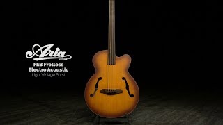 Aria FEB Fretless Electro Acoustic Bass Guitar Light Vintage Burst  Gear4music demo [upl. by Lean]