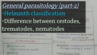 General parasitology Part2 Helminth classification  Difference cestode vs trematode vs nematode [upl. by Anirbaz]