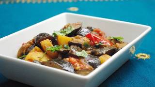 Recette Indienne Végétarienne Aubergines  Aloo Began 𑁍 Pankaj Sharma [upl. by Hanus]