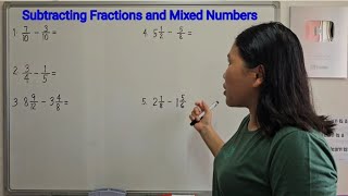 SUBTRACTING FRACTIONS AND MIXED NUMBERS [upl. by Hubble]