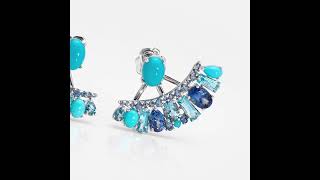 Garrard Blaze Blue Sapphire Tanzanite Aquamarine Blue Topaz And Turquoise Ear Jackets [upl. by Anawot]