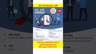 Jio Company Job Vacancy 2024  Jio Work From Home  Job in Kolkata  Kolkata Job Notification 2024 [upl. by Naic841]