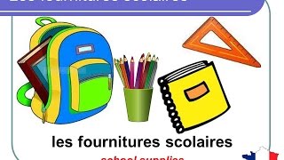 French Lesson 40  SCHOOL SUPPLIES Stationery Vocabulary  Fournitures scolaires Útiles escolares [upl. by Norse]