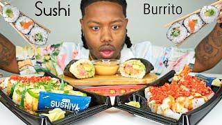 Mukbang Eating Sushi Burrito  Sushi Rolls [upl. by Esinahs335]