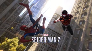 Marvel’s SpiderMan 2 What’s up Danger Remix Web Swinging as Miles and Peter [upl. by Leahcam989]