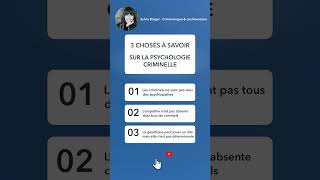 3 choses à savoir sur la psychologie criminelle [upl. by Silin]