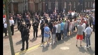 Orange Bands Play The Sash passing St Patricks Church in Belfast [upl. by Asirac621]