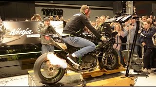 326BHP Kawasaki H2R spits flames on Dyno  Motorbeurs Utrecht HD 1080 [upl. by Atiz423]