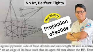 May 23 pyq  Projection of solids in engineering drawing  Hexagonal pyramid [upl. by Valentia193]