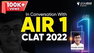 CLAT 2022 Topper Interview  In Conversation With AIR 1 Rishabh Shivani  CLAT Interview [upl. by Lux340]