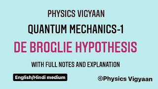 DE BROGLIE HYPOTHESISFull Explanation QUANTUM MECHANICS1 PHYSICS  ENGLISH HINDI MEDIUM [upl. by Ennovart]