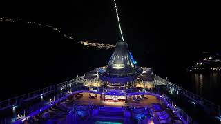 Santorini Fira at Night from Oceania Riviera [upl. by Aihtnys59]