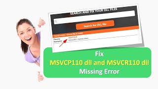 How to Fix MSVCP110 dll and MSVCR110 dll Missing Error for 32 and 64 bit machines [upl. by Atirys]