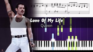 Queen  Love Of My Life  Piano Tutorial  SHEETS [upl. by Nodroj]