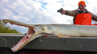 It Took 3 Shots to get this Fish in the boat Catch Clean Cook Alligator Gar Taste Test [upl. by Daus967]