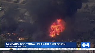 14 years ago Massive explosion fire destroys St Louis Praxair plant [upl. by Antonius]