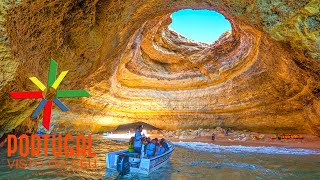 CarvoeiroCaves boat tours 🛥️ to the caves of Benagil and Marinha beach  Algarve  4K Ultra HD [upl. by Sergias]