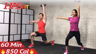 60 Minute HIIT Workout with Weights  Abs  Full Body Dumbbell High Intensity Workout at Home [upl. by O'Brien964]