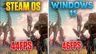 SteamOS vs Windows 11 Benchmark  Horizon Zero Dawn  Steam Deck [upl. by Aleafar]