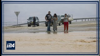 Southern Israel hit by heavy floods 2 dead [upl. by Ailaht479]