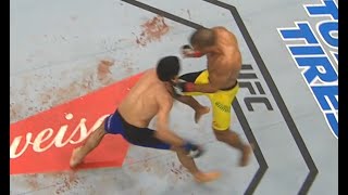 Edson Barboza FLYING KNEE KOed B Dariush  UFC Fight Night Barboza vs Chikadze  SlowMo BirdView [upl. by Avrit]