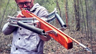 How To Make Powerful Crossbow From Bicycle Wheel and Springs  Homemade Crossbow Fishing VS Big Fish [upl. by Gardner]